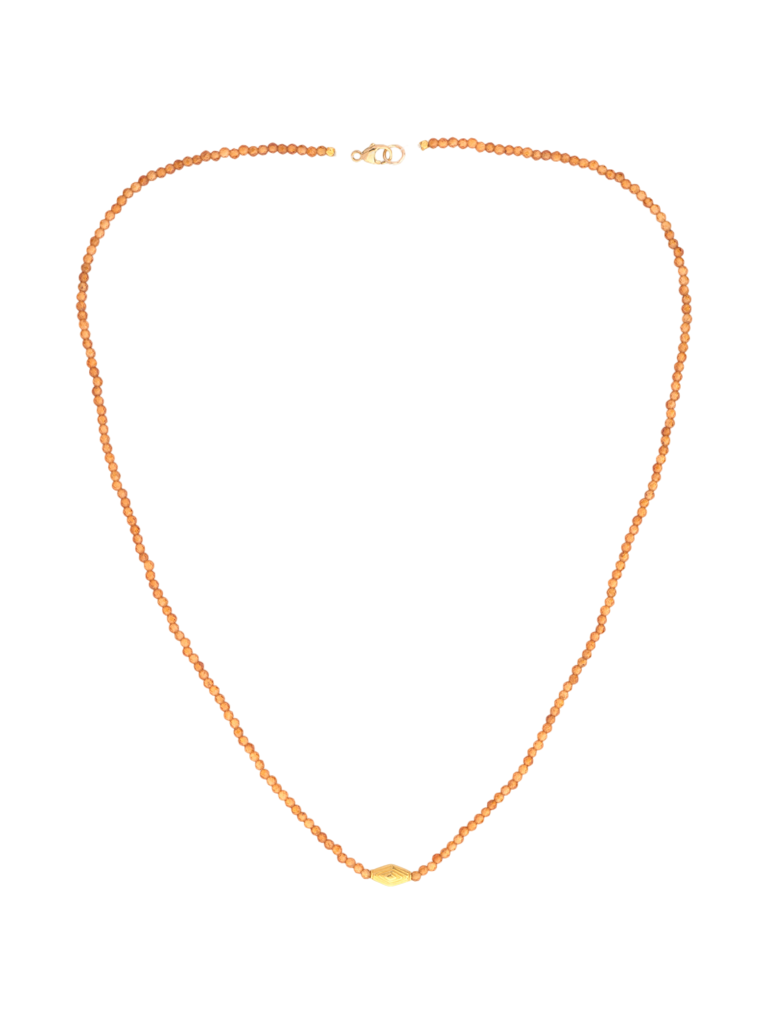 Beaded hessonite garnet + 18kt beaded necklace